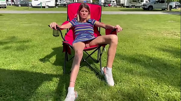Skinny Becky flashing her hairy pussy